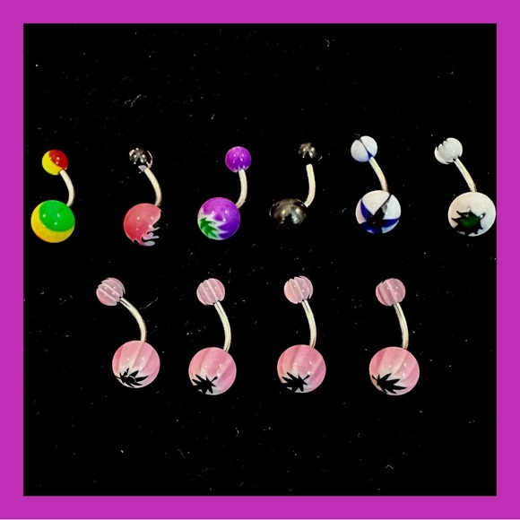 10 ASSORTED BELLY BUTTON RINGS-SURGICAL STEEL-NAVEL PIERCING-NEW - Picture 3 of 3